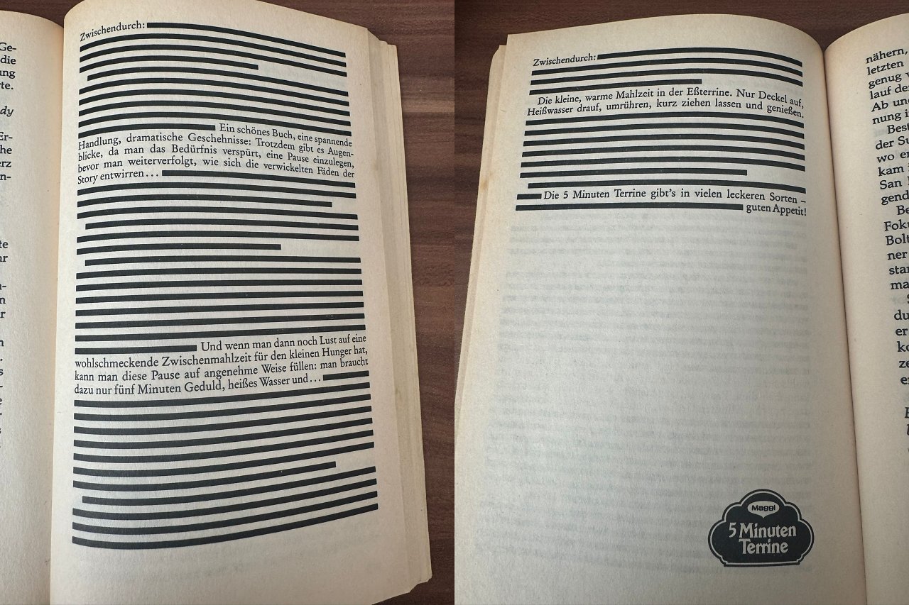 Die berüchtigte Tütensuppen-Werbung der Heyne-Romane