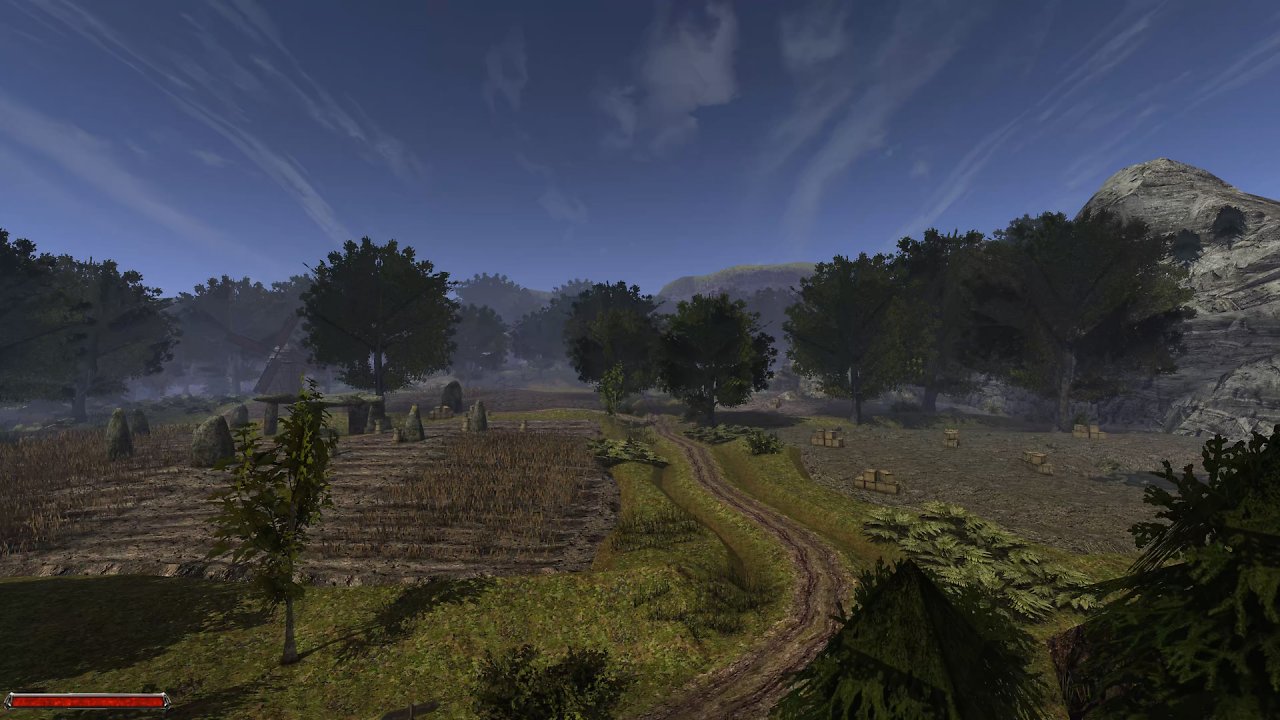 Ein Ausblick auf die Felder des Großbauern in Gothic 2