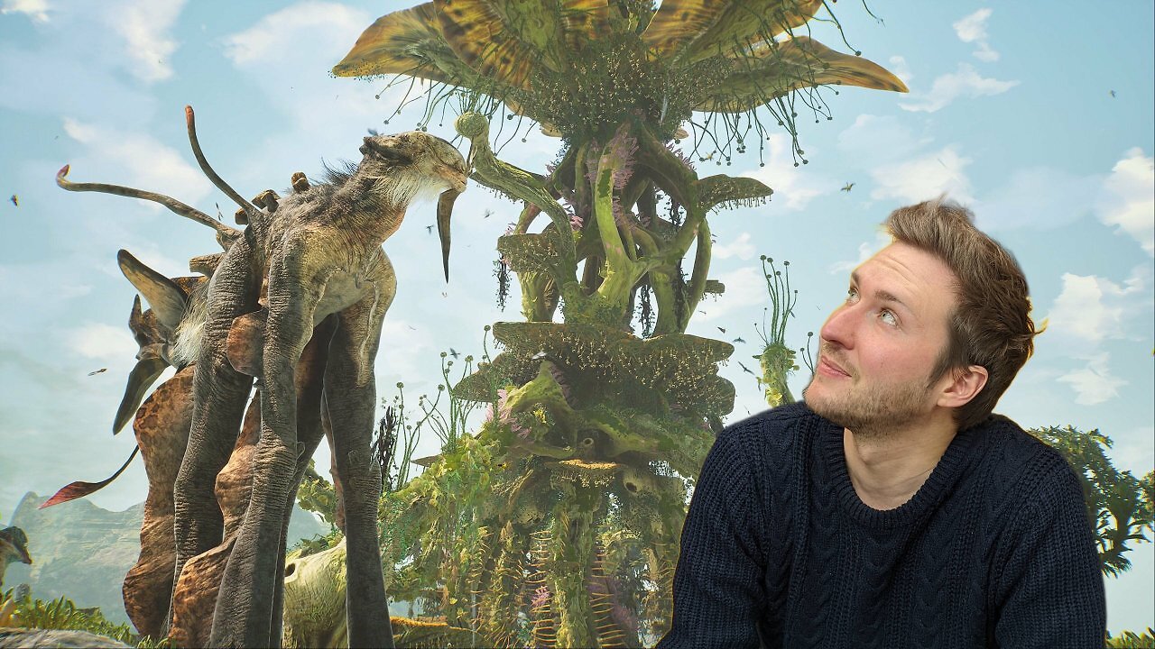 Der Autor des Artikels blickt auf ein Wesen aus Towers of Aghasba