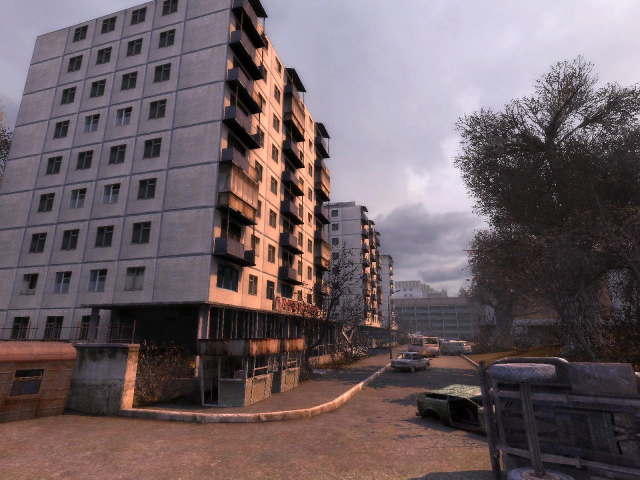 Eine Stadt aus Stalker: Shadow of Chernobyl