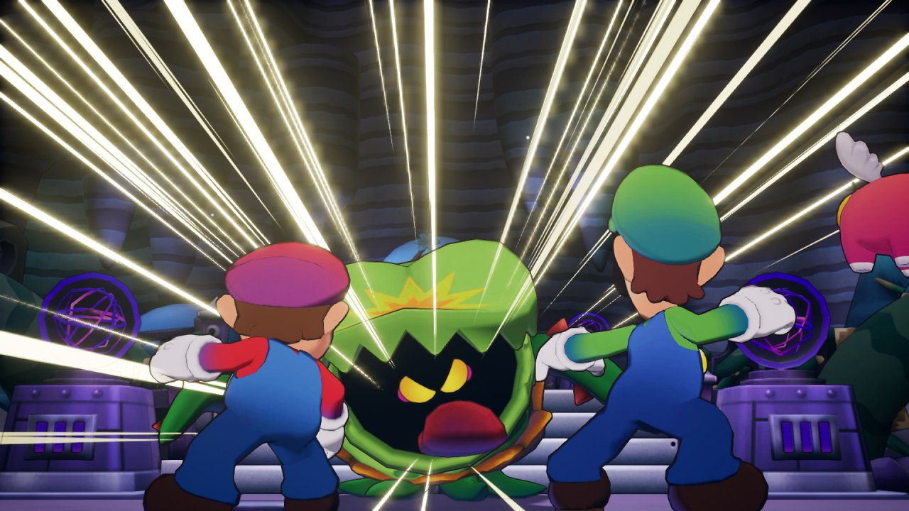 Mario und Luigi treten einem Boss gegenüber