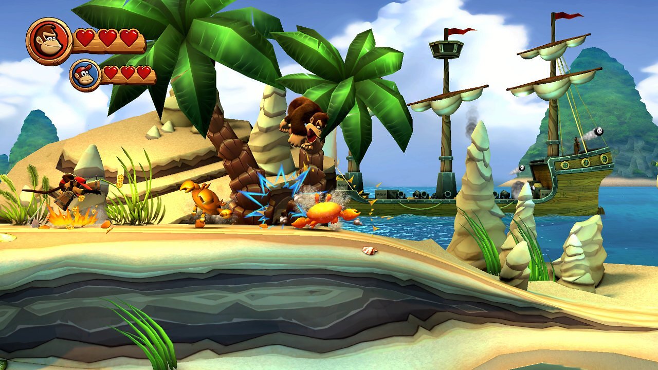 Donkey Kong hüpft über Feinde