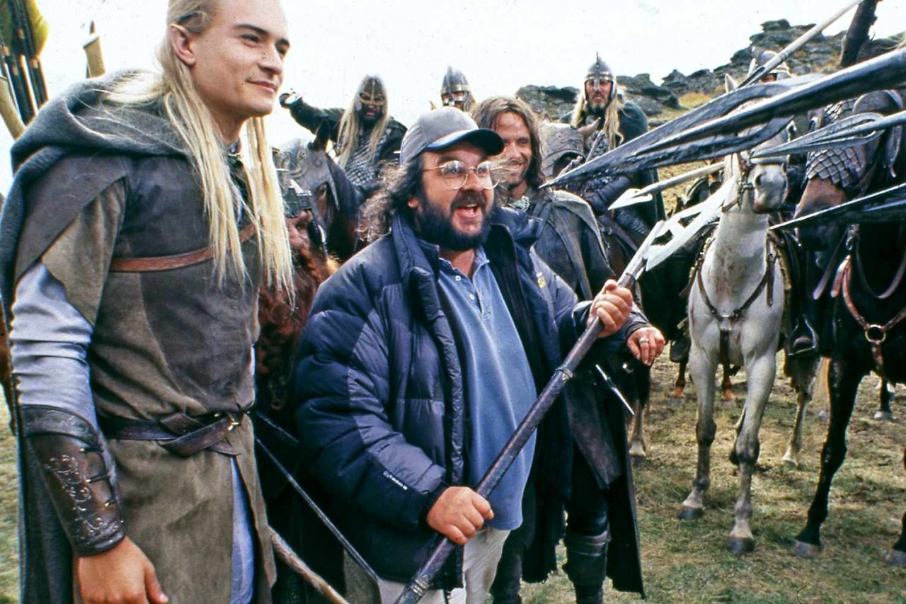 Peter Jackson mit Viggo Mortensen während der Dreharbeiten zu Der Herr der Ringe