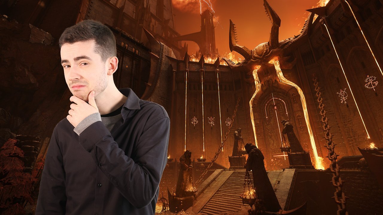 Der Autor vor einem Bild aus Doom The Dark Ages