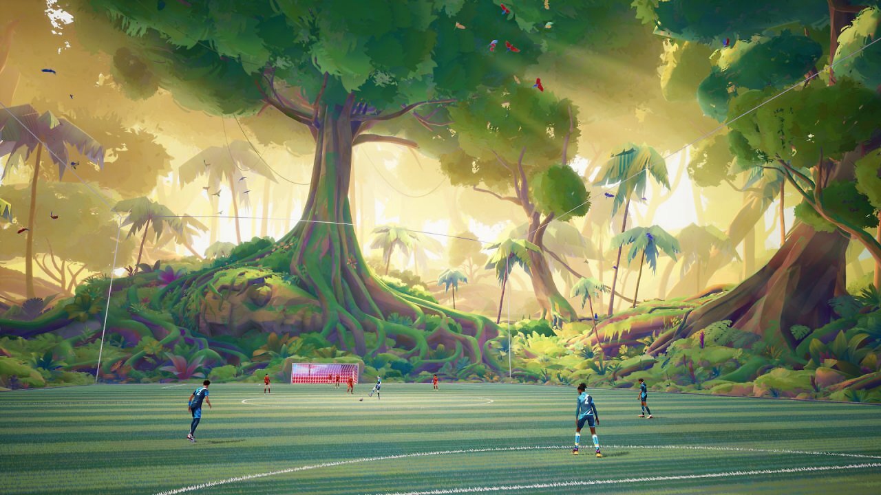 Baum hinter einem Stadion
