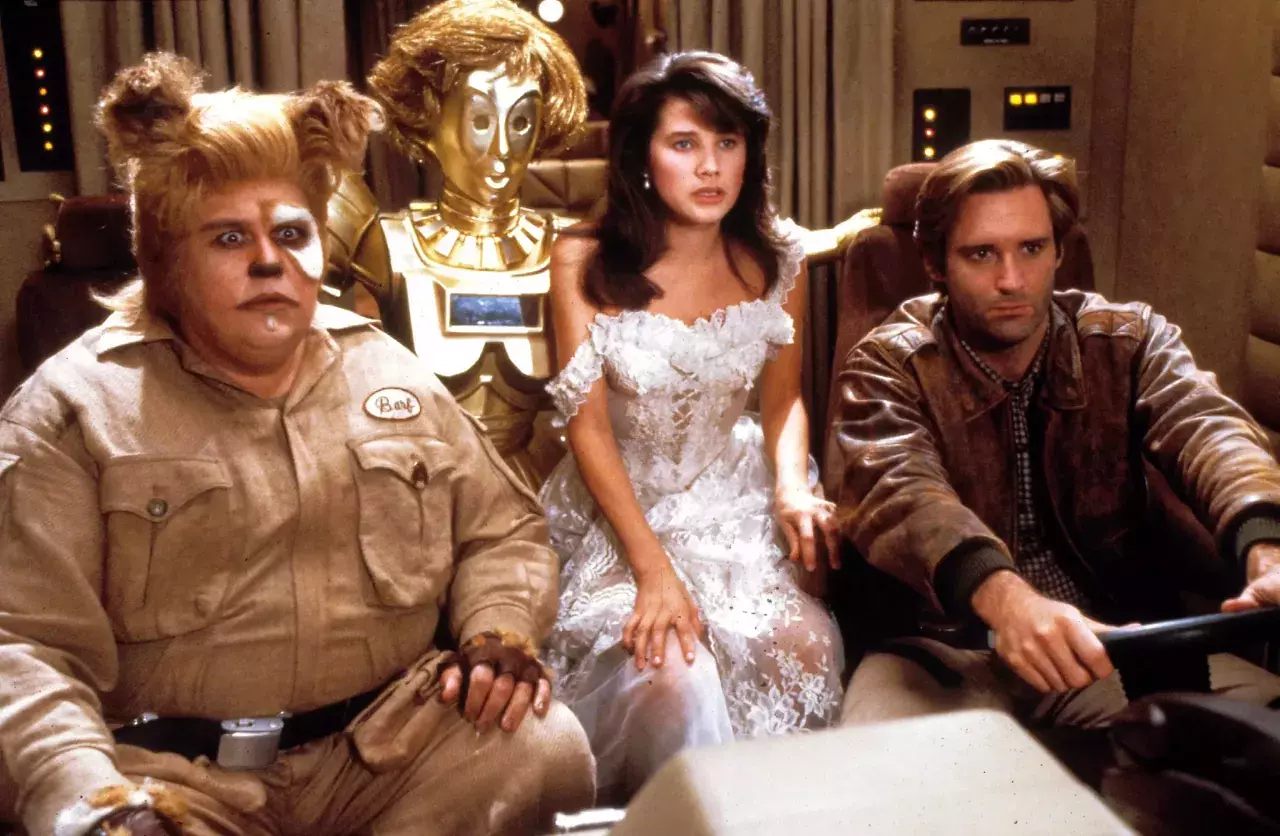 Bill Pullman mit weiteren Darstellerinnen und Darstellern in Spaceballs