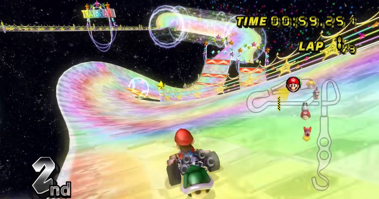 Der Regenbogen Boulevard aus Mario Kart Wii.