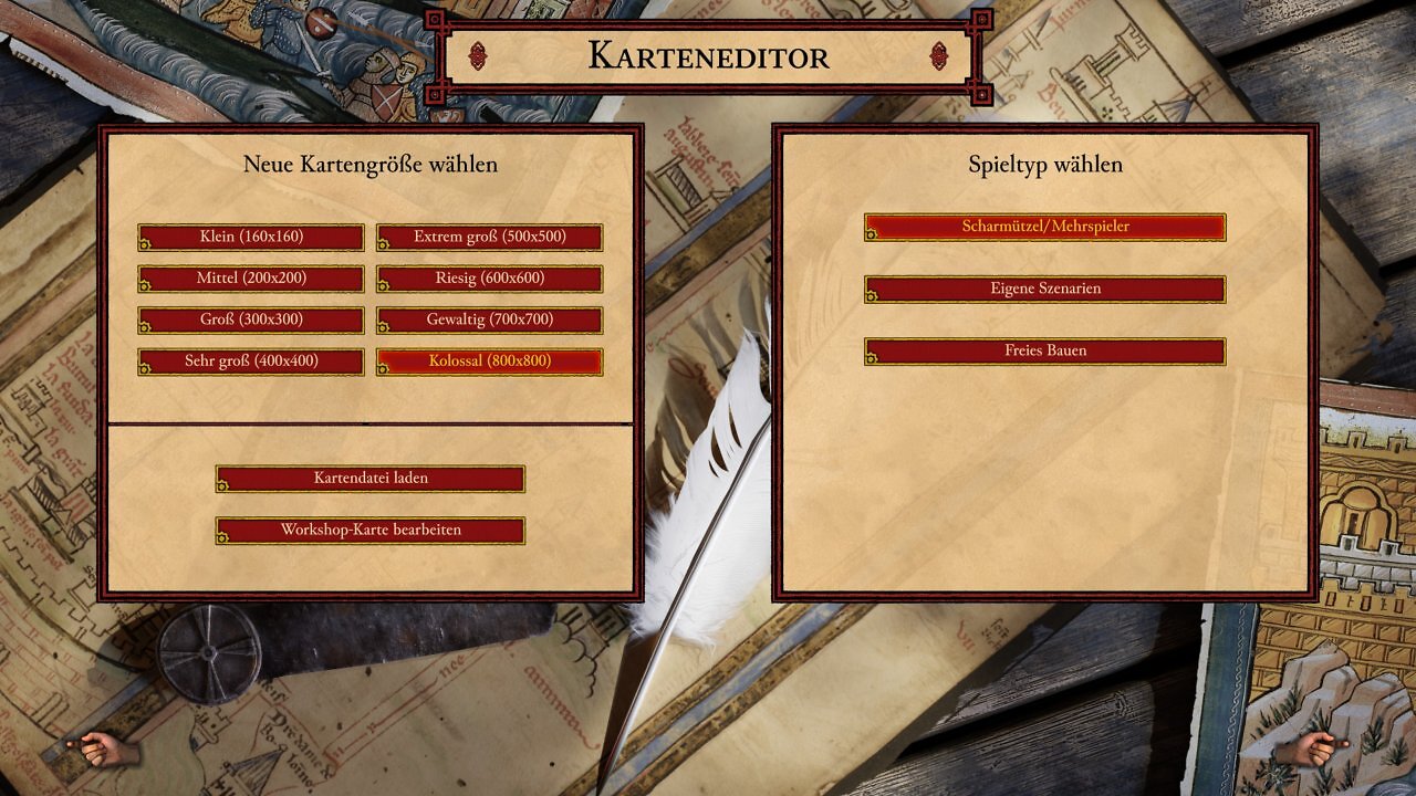 Hier sieht man die Auswahl für die Kartengrößen.