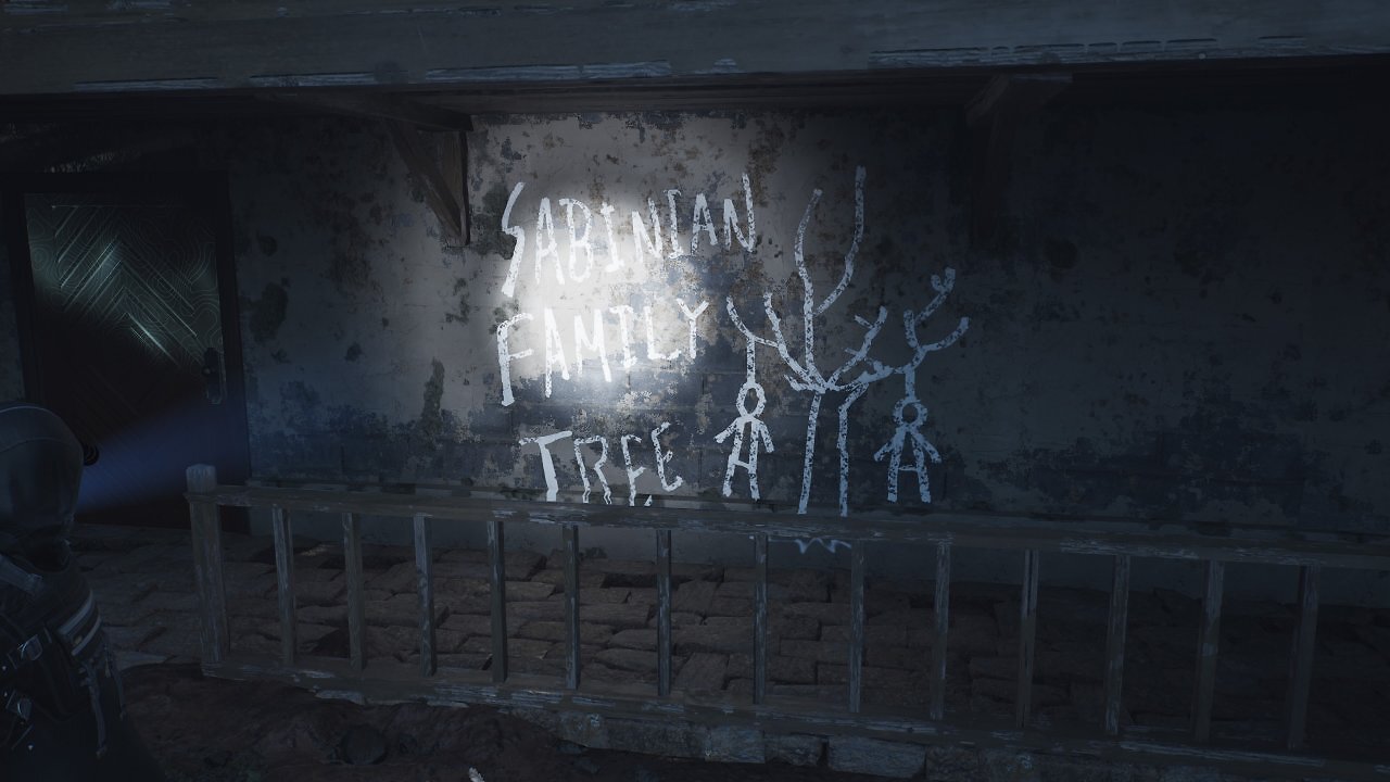 Ein Graffitti, dass die Erhängung einer sabinischen Familie zeigt.