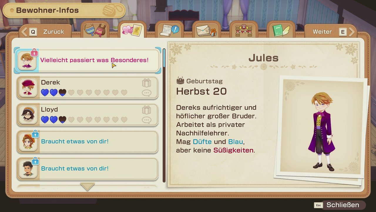 [25/08/2025] Zuneigung gewinnt ihr durch Geschenke, denn die Bewohner vom Brisendorf scheinen materielle Dinge zu lieben. Ihr könnt nachlesen, wen ihr womit überraschen solltet.