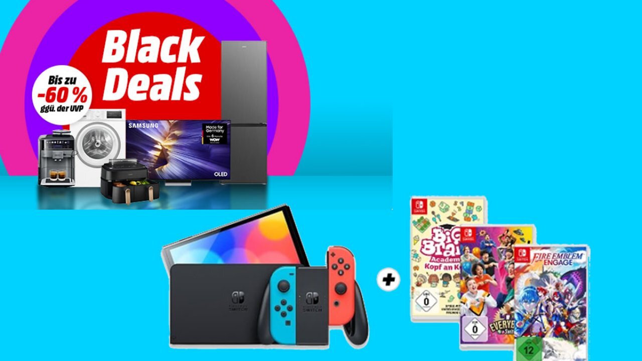 Wer bei MediaMarkt die Nintendo Switch kauft, erhält drei Spiele gratis dazu - auch Switch 2 günstiger