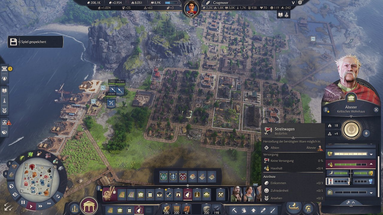 In Albion können wir die Bevölkerung in zwei Richtungen entwickeln. Je nach Wahl erwarten sie dann andere Waren und Gebäude.