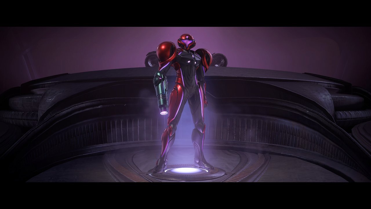 Samus' neue Rüstung setzt auf einen rubinroten Look.