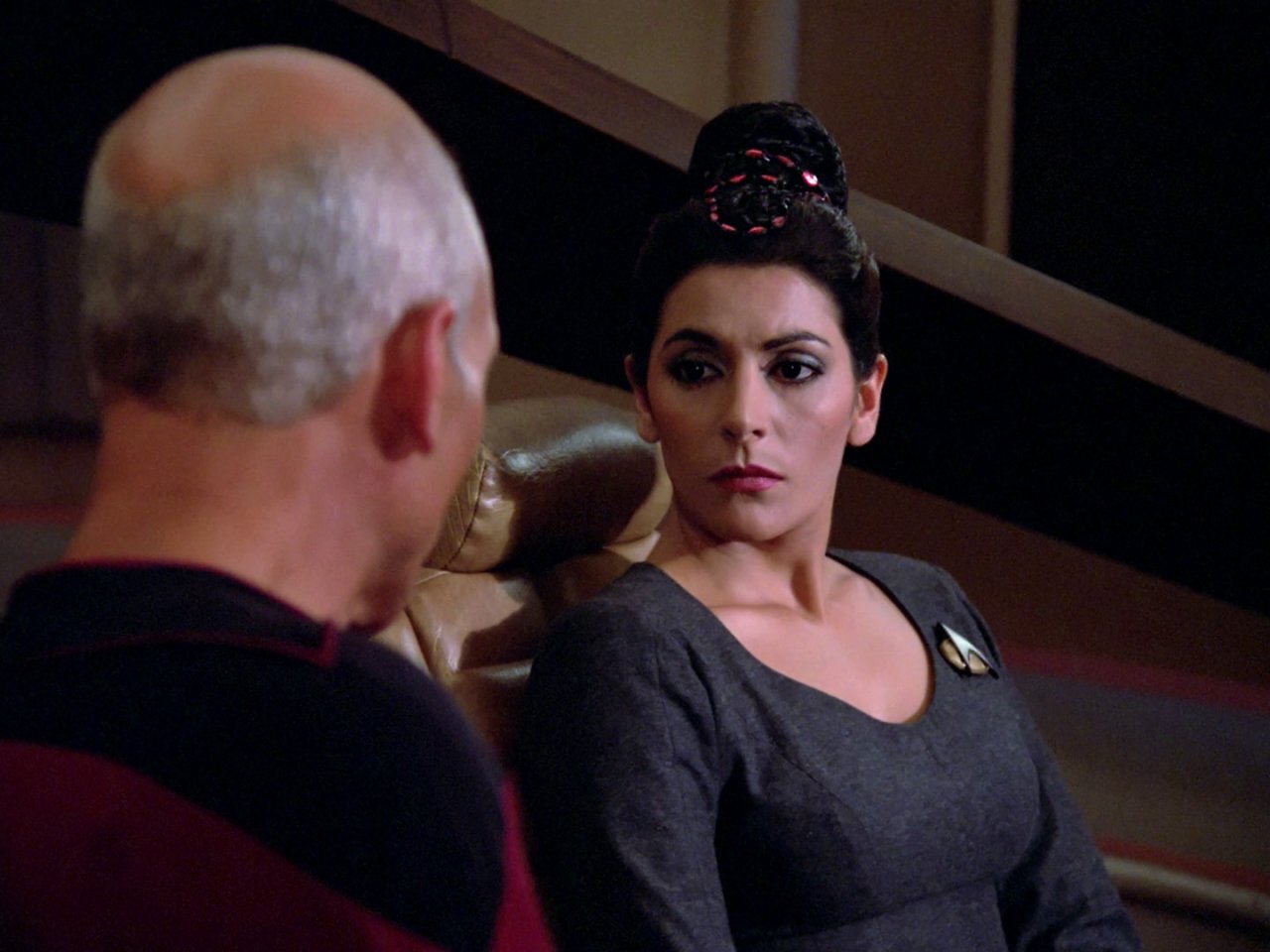 Marina Sirtis (Deanna Troi) in Star Trek: The Next Generation