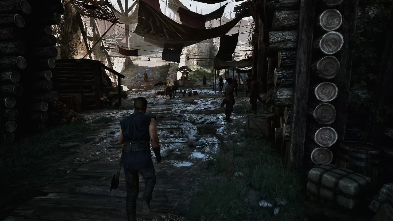 Ein belebter Platz mit Feuerstelle im Gothic Remake.