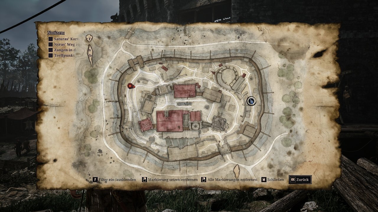 [19/06/2026] Hunos Hütte ist südwestlich der Arena im alten Lager - siehe blaue Markierung hier auf der Karte.