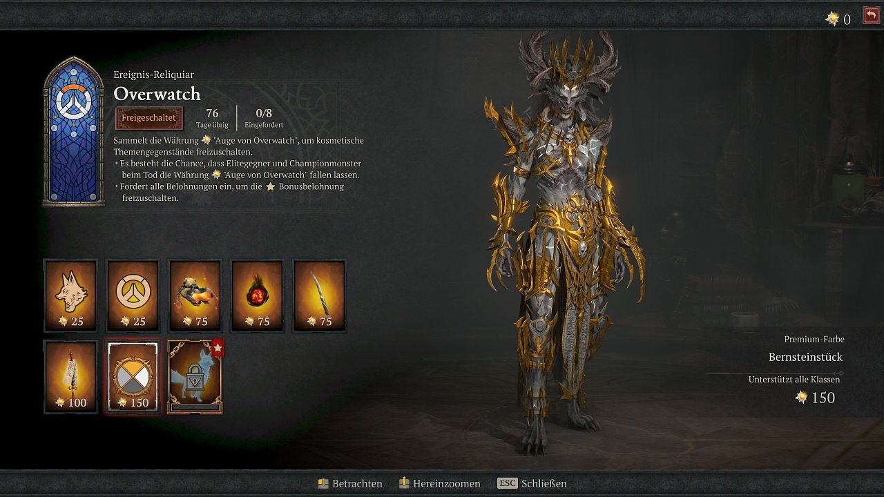 [01/07/2026] Über das Overwatch-Event von Saison 4 könnt ihr in Diablo 4 erstmals eine neue Premiumfarbe zum Einfärben eurer Rüstung freischalten.