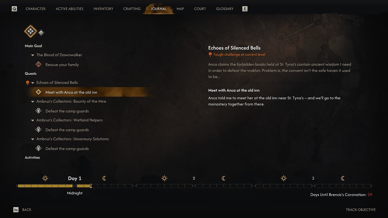 [02/07/2026] Im Questjournal behalten wir den Überblick über alle Aufträge. Unten seht ihr die Zeitleiste, die durch verschiedene Aktionen wie Quests voranschreitet.