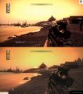 Screenshot-Vergleich zwischen PS3- und Xbox-360-Version von Operation Flashpoint 2 - gut zu erkennen: Die Details in der Weite schauen auf der PS3 verschwommen aus.