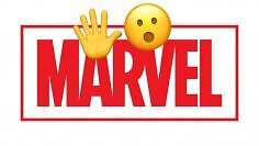 Das Marvel-Logo mit einem "Nein Danke"-Emoji.