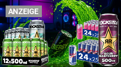 Amazon schüttet ab 84 Cent pro 0,5 Liter am Prime Day raus: Energy Drinks von Rockstar und Red Bull