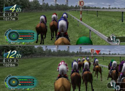 Der untere Jockey muss noch ganz schön aufholen.
