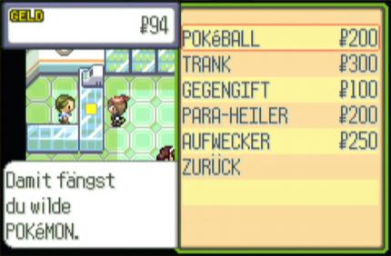 Nützliche Items kauft ihr in 
speziellen Supermärkten. In jedem Ort findet ihr einen davon.