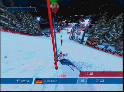 Beim Slalom m&uuml;ssen die Tore und Stangen m&ouml;glichst eng umfahren werden.