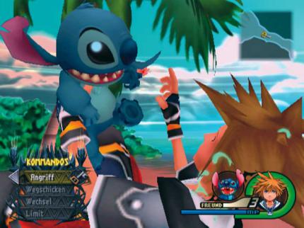 Stitch, die knuffige Kampfmaschine auf Abruf, plättet die Gegner mit seinen Ukelele-Künsten. 
BILD: PLAYZONE