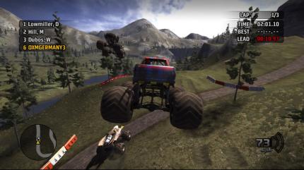 In MX vs. ATV Untamed können Sie auch mit den Monster Trucks rasen, diese steuern sich aber etwas schwerfälliger als andere Fahrzeuge. ww