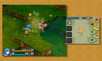 Final Fantasy Crystal Chronicles: Echoes of Time - Auf der Wii befinden sich beide DS-Screens nebeneinander. Mit + und – könnt ihr einen davon vergrößern.