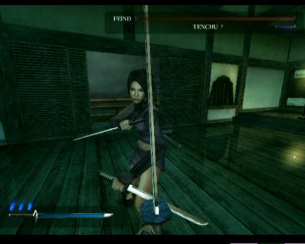 Tenchu: Shadow Assassins - KREUZT DIE KLINGEN Der gut aussehende, aber schlecht umgesetzte Schwertkampf. Hier gegen die spätere Protagonistin Ayame.