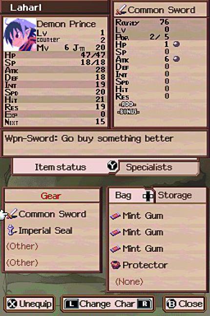 Disgaea DS - AUSRÜSTUNG Wer stets die neuesten Waffen trägt, hat es im Spiel leichter.