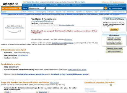 Amazon.de listet die PS3 Slim