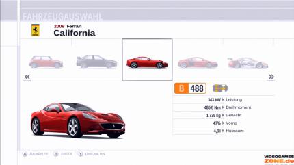 Die Autos sind in Klassen (F bis A) unterteilt, hinzu kommt ein Leistungsindex, der sich durch Tuning verändert.