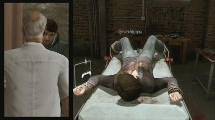 Heavy Rain-Test: Aus dieser misslichen Lage befreit ihr Madison, indem ihr den Controller schüttelt. Spannung und Anstrengung wechseln sich perfekt ab.