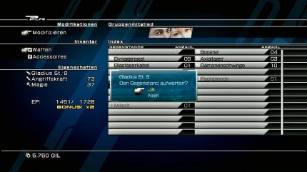 Final Fantasy 13-Gundlagentipps: Besser als Recycling - Alle Waffen und Accessoires lassen sich mit Komponenten verbessern. Dadurch wird sogar das älteste Schwert wieder schlagkräftig!