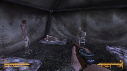Für den King befragen wir Opfer eines Überfalls auf Freeside-Einwohner. Diese drei Verletzten befinden sich in einem Zelt im Old Mormon Fort bei den Anhängern der Apokalypse.