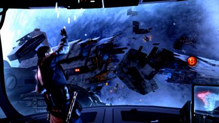 Episch: Starkiller räumt in dieser Szene Sternzerstörer und anderen Weltraumschrott aus der Flugbahn. Cooool.