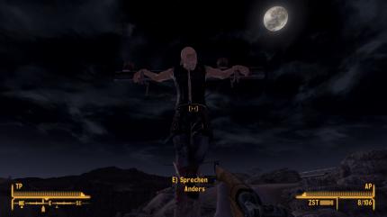 Für Diane im Red Rock Canyon schneiden wir Anders vom Kreuz los. Die Legion hat den Drogenkurier westlich von Cottonwood Cove im äußersten Südosten des Ödlands aufgehängt.