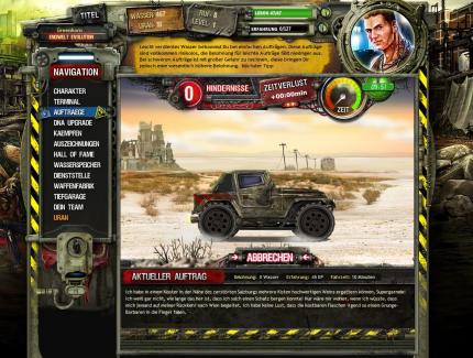 Aller Anfang ist schwer: Zu Beginn ist der Spieler mit einem langsamen Jeep unterwegs, später vergrößert sich der Fuhrpark. 