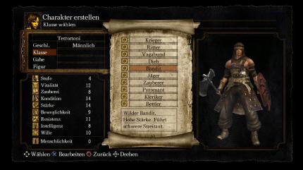 Qual der Wahl: Die gewählte Charakterklasse bestimmt zumindest in den ersten Spielstunden indirekt den Schwierigkeitsgrad.