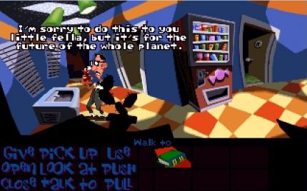 Freude: Diese Kultszene macht Spaß, weil sie lustig und brillant zu gleich ist. (Day of the Tentacle) PC-Screenshot, aufgezeichnet via SCUMM Frontend.