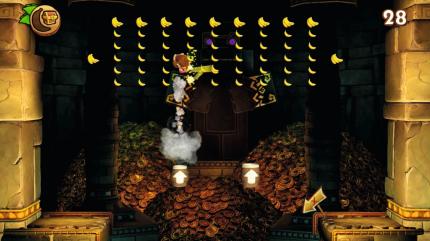 In den Levels findet ihr - meist gut versteckte - Zugänge zu solchen Mini-Abschnitten. Sammelt innerhalb des Zeitlimits alle Bananen ein und ihr erhaltet ein Puzzleteil.