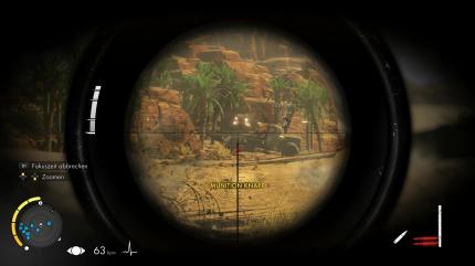 Auf dem mittleren Schwierigkeitsgrad hilft euch eine rote Markierung bei der Berechnung der Ballistik. (PS4)
