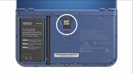 Die MicroSD-Card versteckt sich beim New Nintendo 3DS hinter der Blende an der Rücksteite. Diese entfernt ihr mittels Schraubendreher.
