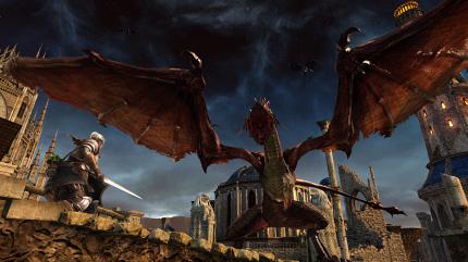 Sehr früh bekommt ihr in Dark Souls 2: Scholar of the First Sin einen Drachen zu Gesicht. Dessen Feueratem vernichtet euch in zwei Sekunden. In der Originalversion steht an der gleichen Stelle übrigens ein einfacher Steinritter.