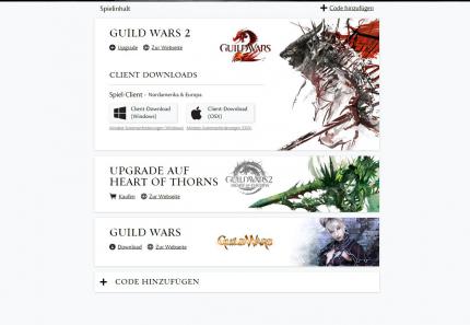 Loggt euch auf der Homepage von Guild Wars 2 ein und ladet den Client herunter.