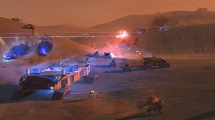 Die Unity-Engine in Homeworld: Deserts of Kharak bietet hübsche Effekte und macht sich ganz gut im gezeigten Wüstensetting.