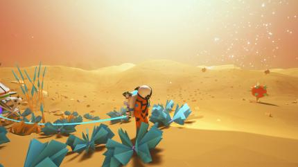 Am besten haltet ihr immer Abstand zu den Steppenläufern - diese mit Stacheln bewehrten Kugeln (rechts) kosten eurem Astronauten bei Kontakt schnell das Leben.